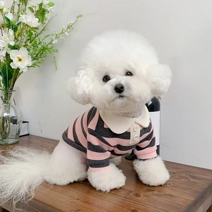 Luxury Striped Polo Shirt - Summer Cooling Vest for Small & Medium Dogs