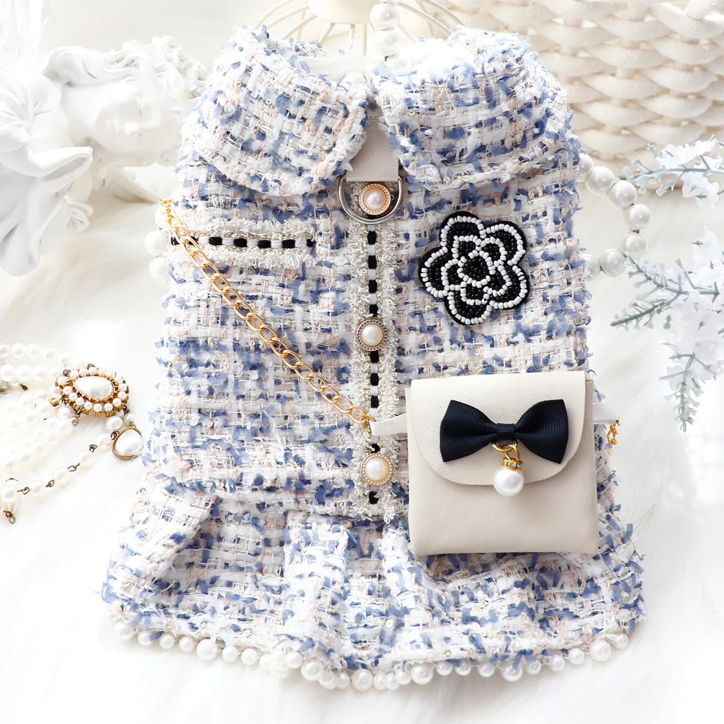 Pretty Princess Dress with Pearl Bowknot for Small Dogs & Cats