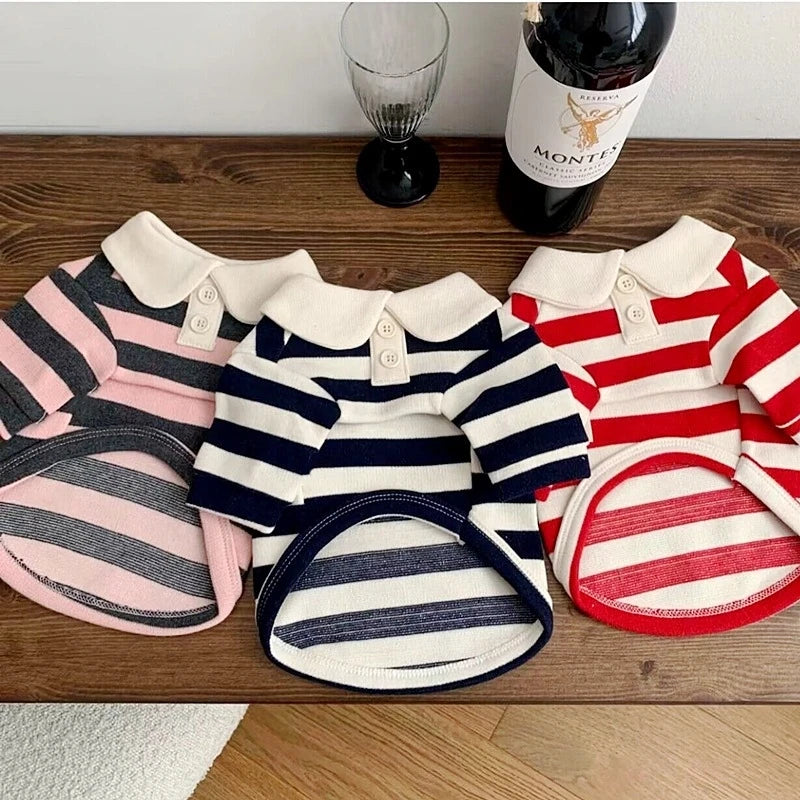 Luxury Striped Polo Shirt - Summer Cooling Vest for Small & Medium Dogs