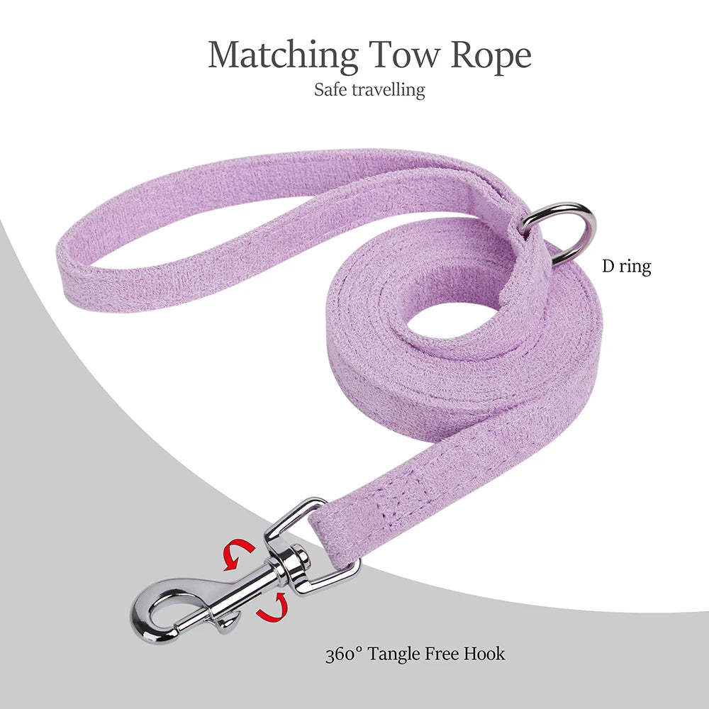 Luxury Fur-Lined Harness & Leash Set with Bowknot - Premium Winter Vest for Small Dogs & Cats