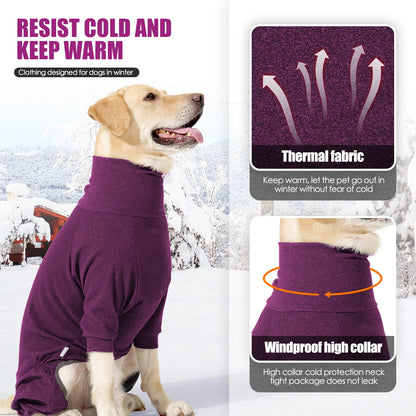Cozy Fleece Dog Jumpsuit - Warm Winter Overalls for Large Dogs