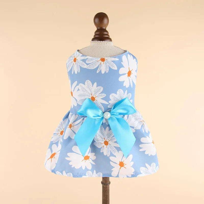 Luxury Princess Bow Dress - Striped & Plaid Summer Dress for Cats & Small Dogs