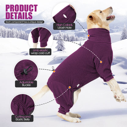 Cozy Fleece Dog Jumpsuit - Warm Winter Overalls for Large Dogs