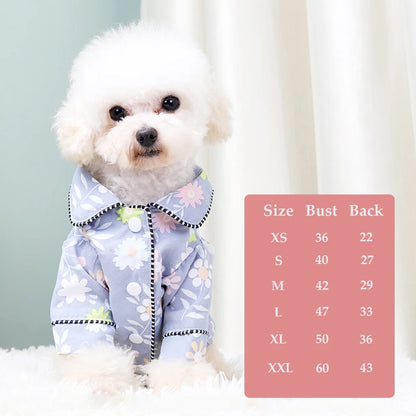 Elegant Floral Pet Pajamas - Luxury Sleepwear Jumpsuit for Small Dogs & Cats