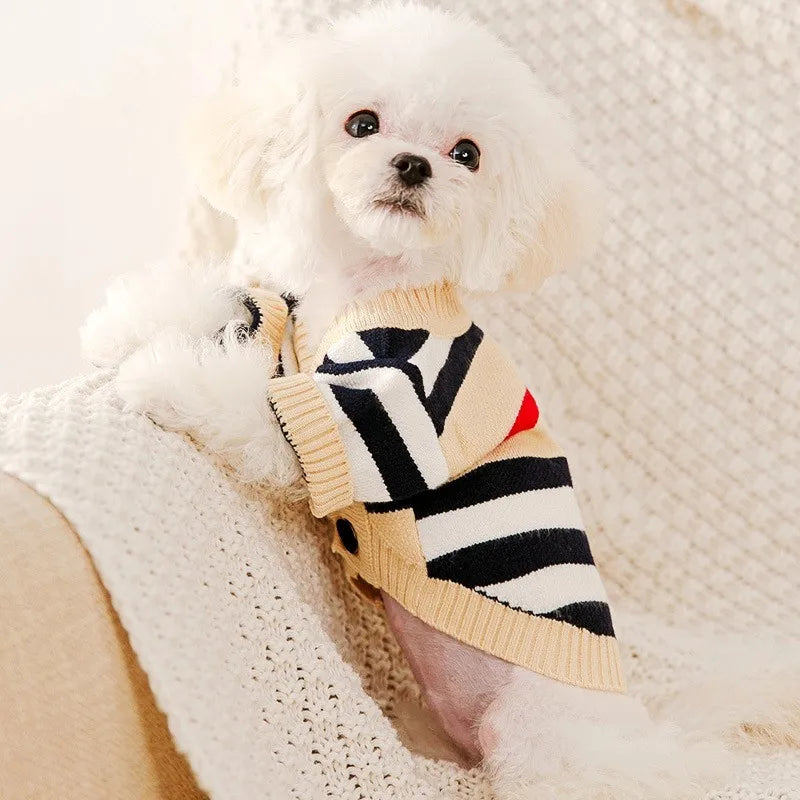 Luxury Striped Cardigan Sweater - Winter Warm Coat for Chihuahuas & Small Dogs