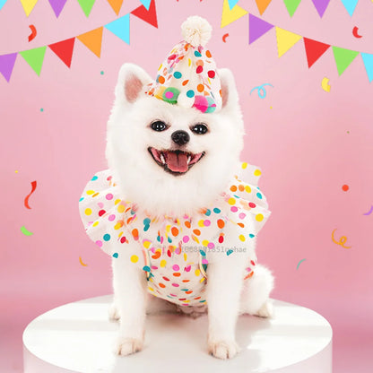 Luxury Birthday Collar & Bandana Set - Polka Dot Party Accessories for Dogs & Cats
