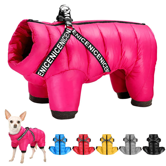 Waterproof Dog Jacket with Built-In Harness - Winter Coat for Small to Medium Dogs