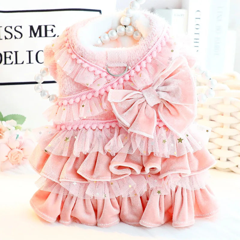 Luxury Multi-Layer Pleated Princess Coat - Designer Winter Jacket for Small Dogs & Cats