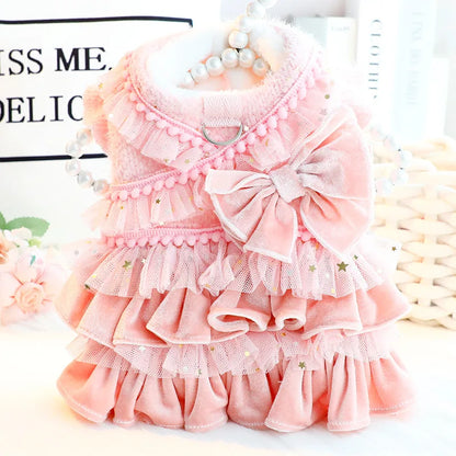 Luxury Multi-Layer Pleated Princess Coat - Designer Winter Jacket for Small Dogs & Cats
